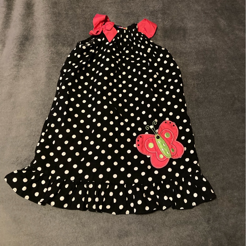 Black Polkadot Butterfly Dress Girls Size 4t